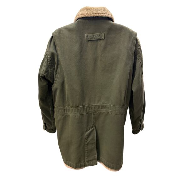VTG Cabelas Chore Coat Mens Large Green Canvas Canvas Blend Fleece Lined Barn - Picture 4 of 6